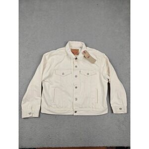 Levis Trucker Jacket Womens XL White Denim Button Front Collared Classic